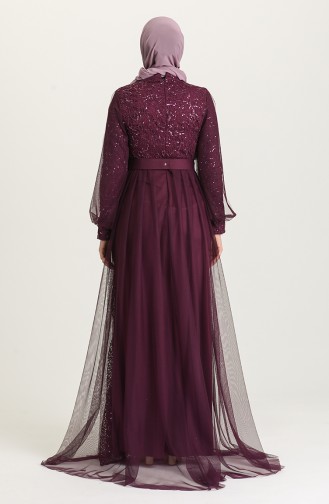 Purple Hijab Evening Dress 5441-01