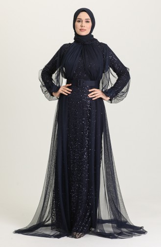 Dunkelblau Hijab-Abendkleider 5441-02