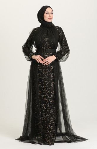 Black Hijab Evening Dress 5441-05