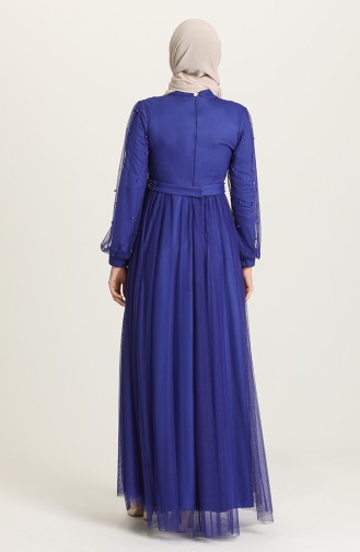 Saks-Blau Hijab-Abendkleider 5514-05