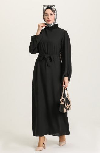 Schwarz Hijab Kleider 3254-04