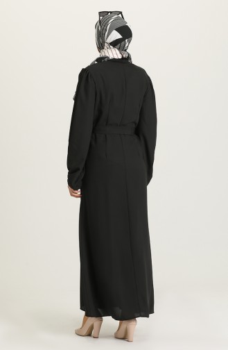 Schwarz Hijab Kleider 3254-04