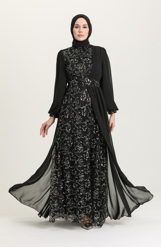 Black Hijab Evening Dress 5408A-03