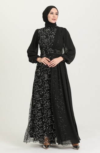 Schwarz Hijab-Abendkleider 5408A-03