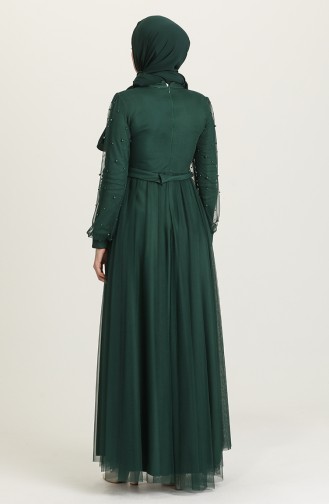 Emerald Green Hijab Evening Dress 5514-03