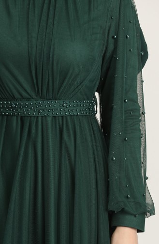 Emerald Green Hijab Evening Dress 5514-03