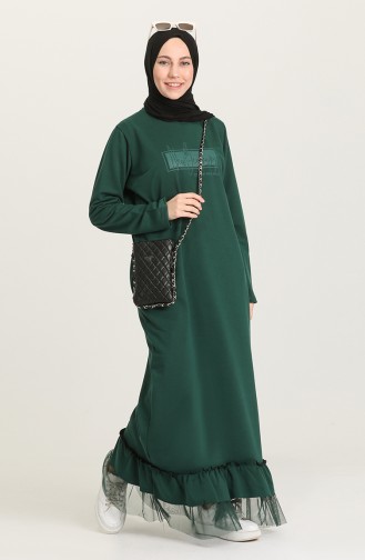 Smaragdgrün Hijab Kleider 4093-01