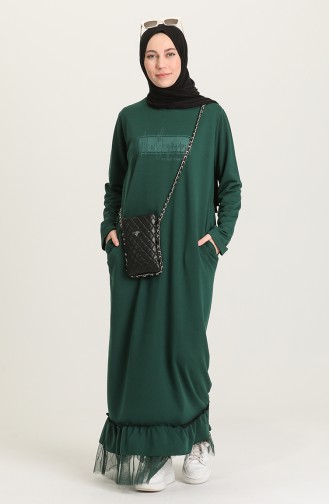 Emerald Green Hijab Dress 4093-01