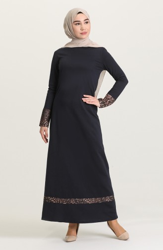 Navy Blue Hijab Dress 4172-04