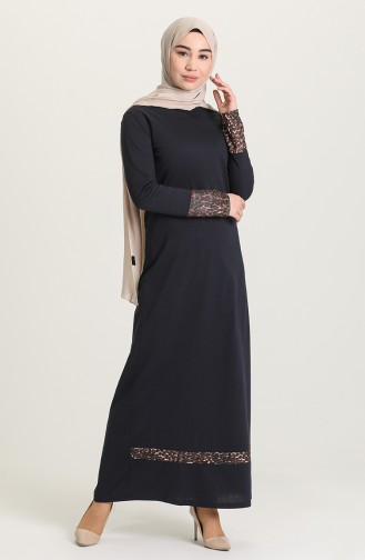 Navy Blue Hijab Dress 4172-04