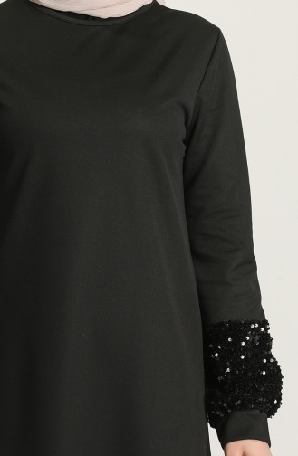 Schwarz Hijab Kleider 4011-01