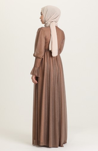 Dark Mink Hijab Evening Dress 5367-06