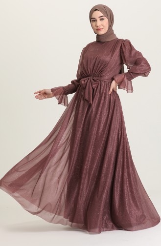 Dusty Rose Hijab Evening Dress 5367-07
