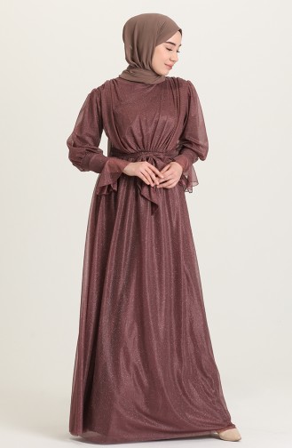 Dusty Rose Hijab Evening Dress 5367-07