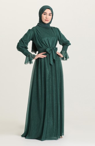 Emerald Green Hijab Evening Dress 5367-08