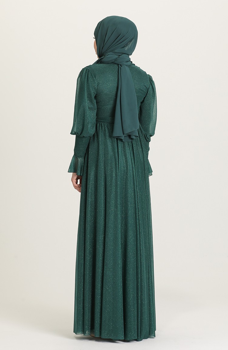 Emerald Green Hijab Evening Dress 536708 Sefamerve