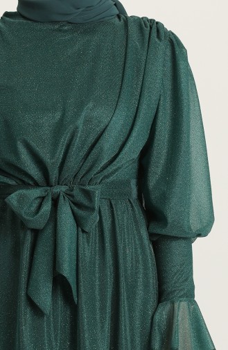 Emerald Green Hijab Evening Dress 5367-08