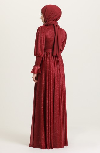 Claret Red Hijab Evening Dress 5367-10
