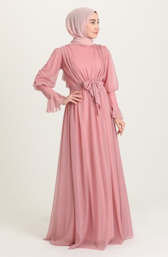 Powder Hijab Evening Dress 5367-12