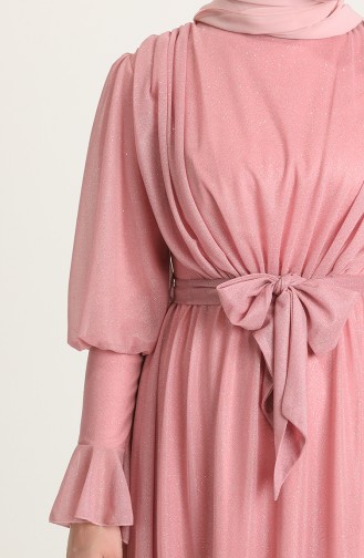 Powder Hijab Evening Dress 5367-12