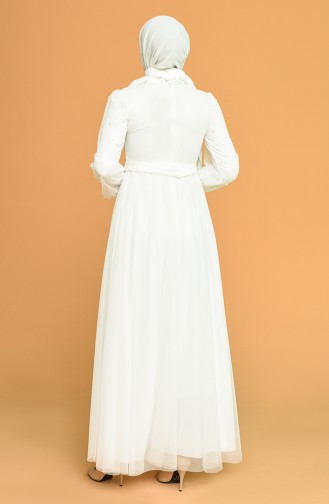 White Hijab Evening Dress 5514-04