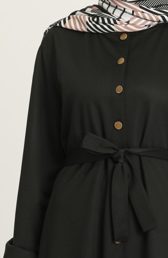 Boydan Düğmeli Elbise 4015-01 Siyah
