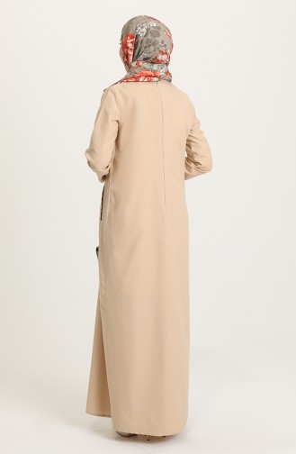 Beige Hijab Kleider 3274-03