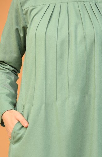 Nervür Detaylı Cepli Elbise 3274-06 Yeşil