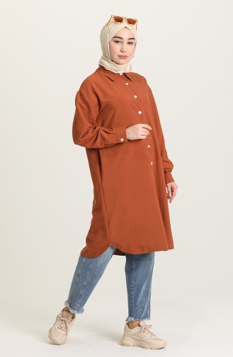 Düğmeli Tunik 6883-05 Kiremit