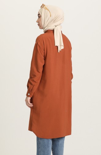 Düğmeli Tunik 6883-05 Kiremit