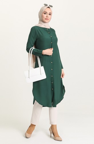 Buttoned Tunic 2034-06 Emerald Green 2034-06