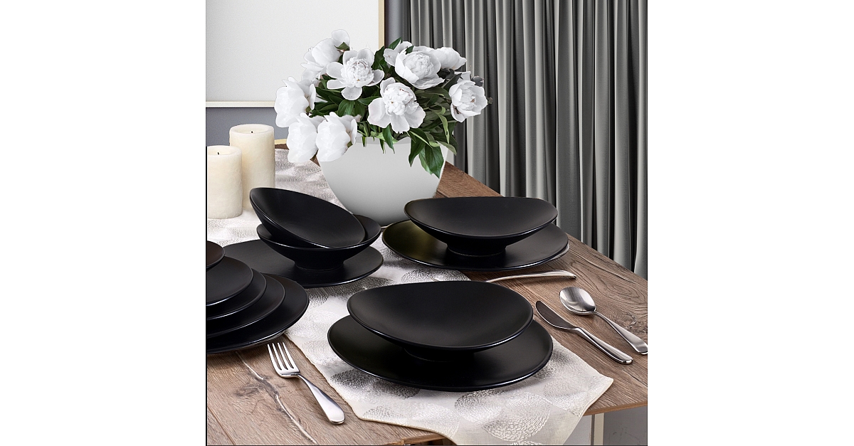 Keramika Oval Mat Siyah Yemek Takimi 24 Parca 6 Kisilik Ty051024f956a0000000aov100 01 Siyah Sefamerve