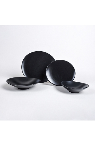 Keramika Oval Mat Siyah Yemek Takımı 24 Parça 6 Kişilik TY051024F956A0000000AOV100-01 Siyah