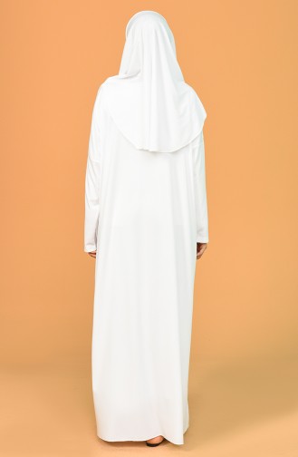 Sefamerve Büyük Beden Çantalı Pratik Namaz Elbisesi 0900B-08 Beyaz
