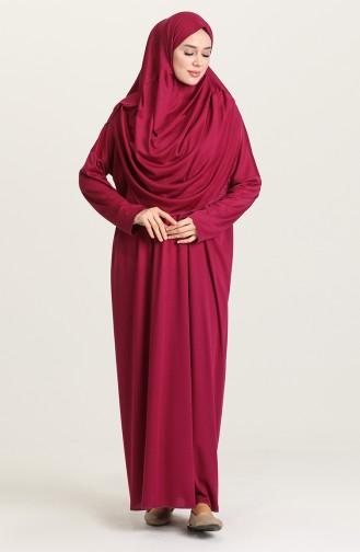 Sefamerve Practical Prayer Dress with Bag 0900-03 Fuchsia 0900-03