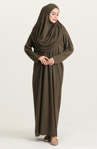 Sefamerve Large Size Practical Prayer Dress With Bag 0900B-07 Khaki Green 0900B-07