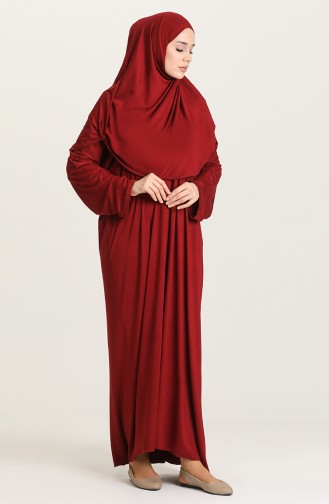 Penye Pamuk Namaz Elbisesi 1167-10 Bordo