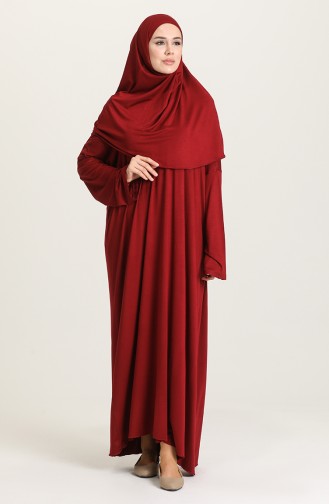 Penye Pamuk Namaz Elbisesi 1167-10 Bordo