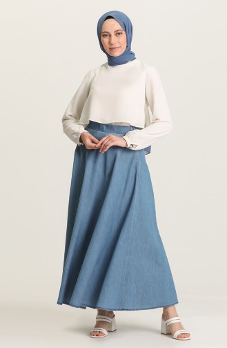 Jeansblau Rock 1020216ETK-02