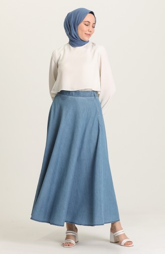Jeansblau Rock 1020216ETK-02