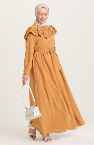 Mustard Hijab Dress 5052-02