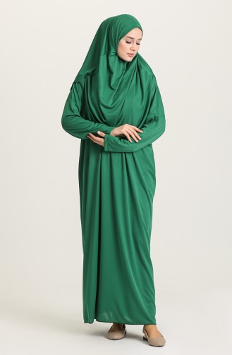 Sefamerve Practical Prayer Dress with Bag 0900-04 Emerald Green 0900-04