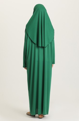صفامروة فستان صلاة بتصميم سادة وحقيبة 0900-04 لون أخضر زمردي 0900-04