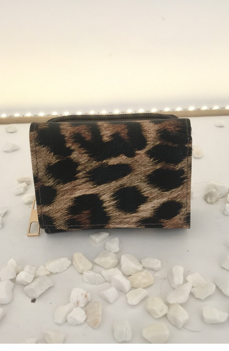 Leopar Desenli Mini Bozuk Para Cpli Cüzdan Bs 000484 Kahverengı