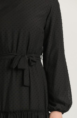 Şifon Elbise 4342-01 Siyah