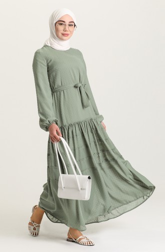 Green Almond Hijab Dress 4342-02