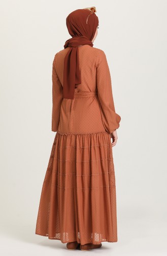 Dark Beige Hijab Dress 4342-05