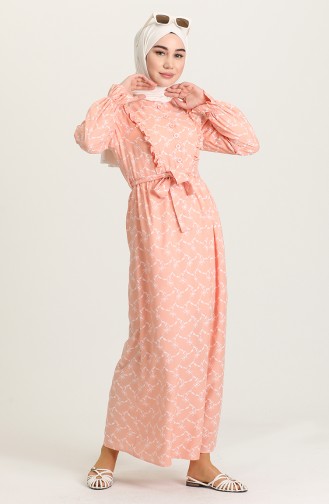 Salmon Hijab Dress 21Y8338-02