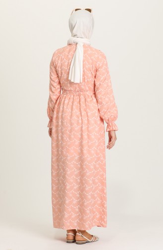 Salmon Hijab Dress 21Y8338-02