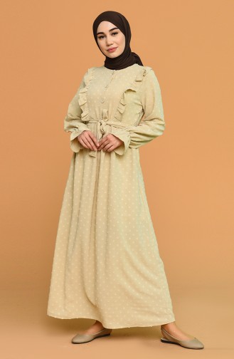 Beige Hijab Kleider 21Y8371-02